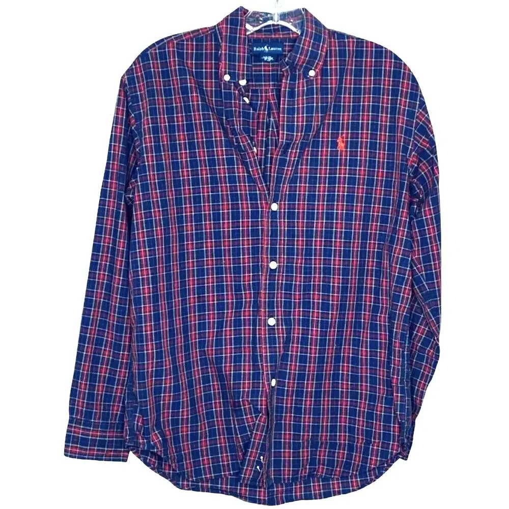 Ralph Lauren Plaid Top L Shirt Long Sleeve Preppy‎ School Classic Holiday Tartan